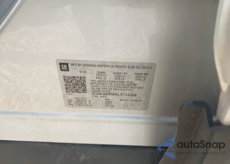 2020 Chevrolet Blazer Fwd 1Lt из США, поврежденный, VIN 3GNKBBRAXLS716158